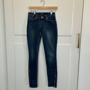 Levis Skinny‎ Jeans Dark Wash Blue Ankle Zip Low Rise Womens 26x31